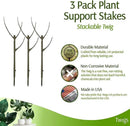 Stackable Plant Support Stakes, Stem Holder Structures for Indoor & Outdoor Use, Garden Accessories for Climbing & Potted Plants, Trellis Alternative - Moonstone, 3 Pack, 17" L