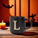 COLLECTIVE HOME - Monogram Ceramic Mugs, 15 oz Golden Initial Black Coffee Cups, Elegant Alphabet Tea Mugs, Elegant Personalized Mug with Gift Box, Unique Mug with Double Side Capital Lette (L) by CozyNest Decor