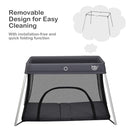 BABY JOY Baby Foldable Travel Crib, 2 in 1 Portable Playpen with Soft Washable Mattress, Side Zipper Design, Lightweight Installation-Free Home Playard with Carry Bag, for Infants & Toddlers (Grey) by TinyTreasures Baby Boutique