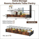 6 Tier Over The Door Pantry Organizer, 2 IN 1 Wall Mount or Metal Hanging Spice Rack for Pantry Organizers and Storage, Seasoning Shelves，Adjustable Basket with Hooks for Kitchen, Bathroom,Laundry by CozyNest Decor