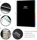 2026 Monthly Planner - 2026 Planner/Calendar, JAN 2026 - DEC 2026, Monthly Planners with Colorful Tabs, Planners for Daily Organizing - Waterproof Cover (8" x10", Notes Pages, Black) by TinyTreasures Baby Boutique