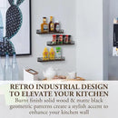 MyGift 14 Inch Wall Mounted Kitchen Spice Racks, Rustic Burnt Solid Wood and Black Metal Wire Geometric Hanging Organizers for Seasoning Jars or Condiment Bottles, Set of 3 by CozyNest Decor
