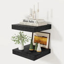 Fun Memories 12 Inch Floating Shelf, Rustic Wood Wall Shelves for Wall Decor & Storage, 12 x 12 Floating Shelf for Living Room, Bathroom, Bedroom, Black, Set of 2 by CozyNest Decor