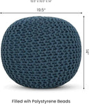 REDEARTH Round Pouf Bean Bag Ottoman - Foot Stool Hand Knitted - Home Decor Pouffe Stuffed - Cable Boho Poof Beanbag Footrest for Living Room - Nursery - Bedroom - Patio (19.5"x19.5"x14") - Teal by CozyNest Decor