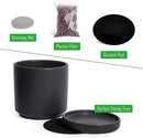 D'vine Dev Set of 2 Plants Pots, 6 Inch Ceramic Planter Pot for Plants with Drainage Hole and Saucer, Black, 94-V-C-2 by GreenHaven Gardens