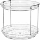 2 Pack 2 Tier Lazy Susan Organizer, 9.25'' Lazy Susan Turntable for Cabinet, Stackable Turntable Organizer Rotating Spice Rack Organization for Kitchen Countertop, Pantry, Bathroom, Clear by CozyNest Decor