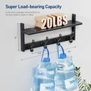 Tatub 20" Rustic Coat Rack Wall Mount with Shelf, Wall Hooks with Shelf, Heavy Duty Entryway Organizer Hangers for Hanging, Hat, Bag, Jacket for Bathroom, Living Room, Bedroom, Black by CozyNest Decor