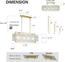 IKK Modern Gold Rectangle Chandeliers for Dining Room, Crystal Water Ripple Light Fixture, Elegant Farmhouse Linear Lighting for Kitchen Island, Bar Table, L33 x W9 x H12 by CozyNest Decor