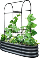 KING BIRD Raised Garden Bed with Arched Trellis Galvanized Planter Garden Box Outdoor for Gardening, Climbing Vegetables, Flowers 3.94x1.97x0.98 Ft, Dark Grey by GreenHaven Gardens