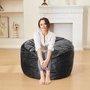 Bean Bag Chairs for Adults - Memory Foam Furniture BeanBag Chair - Kids/Teens Sofa with Soft Micro Fiber Cover - Round Fluffy Couch for Living Room Bedroom College Dorm - Carbon Black by CozyNest Decor