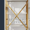 Triple 5 Tier Bookshelf, Industrial Large Bookcase with Storage Cabinet, Tall Gold Bookshelf with 14 Open Display Shelves Metal Frame Furniture for Living Room Bedroom Home Office Gold & White by CozyNest Decor