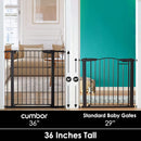 Cumbor 36" Extra Tall Baby Gate for Dogs and Kids with Wide 2-Way Door, 29.7-40.6" Width, and Auto Close Personal Safety for Babies and Pets, Fits Doorways, Stairs, and Entryways by TinyTreasures Baby Boutique