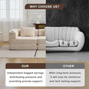 78" W Loveseat Sofa, 4 in 1 Convertible Floor Sofa Bed, Boneless Cloud Couch with Cup Holder, Fold Out Floor Couch, Loveseat Recliner Sleeper for Living Room Bedroom Lounge(Corduroy, White) by CozyNest Decor