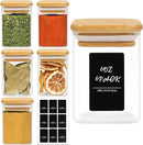 ComSaf 6Pcs 6 oz Spice Jars with Label Trial Set, Glass Spice Jars with Bamboo Lids Supplementary Set, Seasoning Container Trial Pack, Perfect for Ktichen Starter by CozyNest Decor