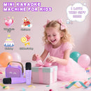 Mgaolo Upgraded Mini Karaoke Machine Toy for Kids, Portable Bluetooth Speaker with 2 Wireless Mics, Emoji & Colorful LED Lights, Home Travel & Party Play Gifts for Boys Girls (Purple) by TinyTreasures Baby Boutique
