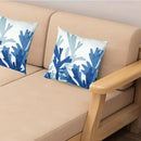 Embroidered Decorative Throw Pillow Cover, 18"x18" Set of 2, Farmhouse Pillowcase Blue Corals Knit Pattern Cotton Canvas Cushion Case Square Floral Pillow Case for Sofa Couch Bed Living Room by CozyNest Decor