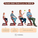 FORNEL Adjustable High Chair in Dark Walnut Finish | The Forever Chair That Grows from Toddler to Adult | Premium Solid Wood Construction by TinyTreasures Baby Boutique
