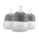 Nanobebe Flexy Silicone Baby Bottle, Anti-Colic, Natural Feel, Non-Collapsing Nipple, Non-Tip Stable Base, Easy to Clean 3-Pack, Gray, 5 oz by TinyTreasures Baby Boutique
