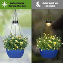 2 Packs Solar Hanging Basket Planters for Plants Outdoor, Self Watering Blue Flower Plants Pots with Solar Light Drainer for Balcony Patio Garden Outdoor Decoration by CozyNest Decor
