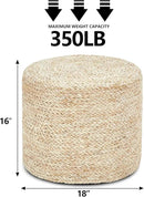 Wimarsbon 18'' Ottoman Pouf, Natural Braided Poof, Rustic Handweave Lounge Pouffe, Boho Footrest Stool for Bedroom, Accent Table or Seat for Living Room (Natural Corn Husk) by CozyNest Decor