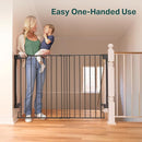 Cumbor 34" Extra Tall No Bottom Bar Baby Gate for Stairs, Auto Close Dog Gate Indoor for Larger Pets, 31.6-48" Hardware Mounted Safety Gate for Doorways, Wide Walk Thru Door for Easy Access (Black) by TinyTreasures Baby Boutique