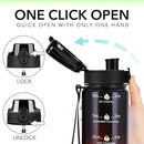32oz Motivational Water Bottles with Time Marker & Fruit Strainer, Transparent Gradient Color Water Bottle with Times to Drink, Leakproof & BPA Free, Reusable Bottle with Strap (No Straw) by CozyNest Decor