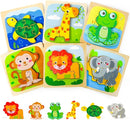 TOY Life Wooden Puzzles for Toddlers 1-3, Animals Toddler Puzzles 1-3, Puzzles for Toddlers 2-4, Wood Puzzles Christmas Montessori Toys Gifts for 1 2 Year Old, Baby Puzzles 12-18, Kids Learning Toy by TinyTreasures Baby Boutique