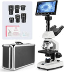 [Constant Temperature] Vabiooth Lab Trinocular Compound Microscope 40X-2500X Magnification with 7" Monitor 5MP E-Eyepiece,Adjustable Thermostat Mechanical Stage for Husbandry,Pet Hospital,Farms by TinyTreasures Baby Boutique