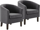 BELLEZE Living Room Chairs Set of 2, Linen Round Accent Barrel Chairs, Club Tub Sofa Chairs for Bedroom, Corner Chairs with Flared Legs and Cozy Soft Padding - Highland (Gray) by CozyNest Decor