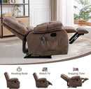 Massage Recliner Chair with Heat and Massage, Soft Fabric Ergonomic Manual Reclining Chairs, Heavy Duty Reclining Sofa Chair with Side Pockets for Living Room (Tan) by CozyNest Decor