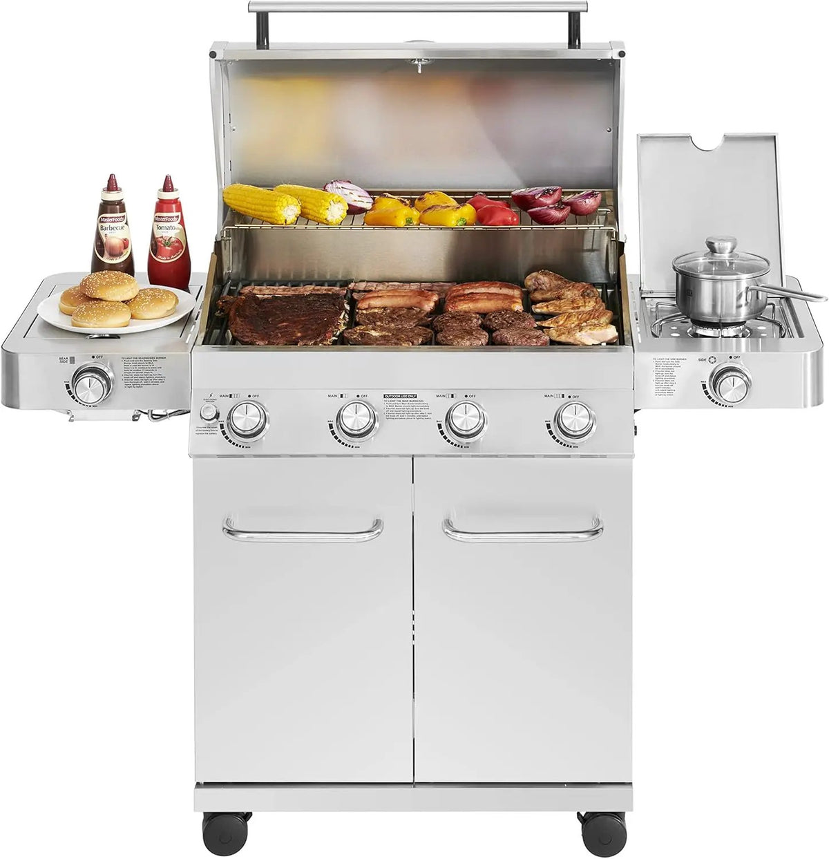 Monument Grills Larger 4-Burner Propane Gas Grills Stainless Steel with BBQ Cover(2 Items), Outdoor Use, photo 3 of 6