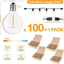 200FT LED Outdoor String Lights with 100+4 Bulbs, Shatterproof Waterproof Patio String Lights for Outside, Connectable 2200K Dimmable Commercial Hanging Light for Christmas Backyard Cafe Garden Bistro by CozyNest Decor