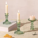 12Pcs Green Candlestick Holders Set- 4" H Taper Candle Holders Bulk, Glass Candle Holders for Wedding, Party, Romantic Dinner Table Centerpieces, Festival Gifts & Windowsill Decor by CozyNest Decor