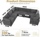 Modular Sectional Sofa with Chaise U Shaped Sectional Couch for Living Room, 7-Seater Comfy Cloud Couches, Plush Corduroy, Gray by CozyNest Decor
