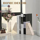 Travertine Bookends for Heavy Books, Marble Decorative Bookends for Shelves, Heavy-Duty Stone Book Ends for Hardback Book & Cookbooks, Unique Book Stopper & Holder, Travertino Italy by CozyNest Decor