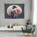 Japanese Woman Geisha Tapestry Asian Red Cherry Blossom Red Sun Traditional Kimono Folk Tapestries Home Decor for Living Room Bedroom Apartment Farmhouse Dorm 40"x30" by CozyNest Decor