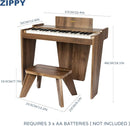 ZIPPY Kids Piano Keyboard, 37 Keys Digital Piano for Kids, Music Educational Instrument Toy, Wood Piano for 3+ Girls and Boys (Walnut Basic) by TinyTreasures Baby Boutique