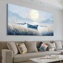 Oversized Large Living Room Wall Art, Blue Wall Decor for Bedroom, Modern Nautical Ocean Beach Seascape Nature Picture Sailboat Moon Lake Mountain Canvas Print Relaxing Serene Coastal Rustic Artwork by CozyNest Decor