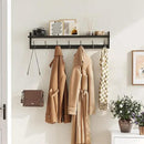 BAMEOS 35 Inch Wall Hooks With Shelf - Entryway Hanging Wood Coat Rack With 7 Dual Hooks for Bathroom, Living Room, Bedroom (Black) by CozyNest Decor