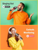 Wireless Bluetooth Karaoke Microphone, Built-in Loud Speaker for 10H Playback, Add Reverb/Duet Mode/Earbuds Monitoring, Portable Karaoke Machine for Entertainment & Singing Practice (Black&Red) by TinyTreasures Baby Boutique