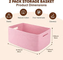 OIAHOMY Storage Basket for Shelves, Closet Cube Storage Bins Baskets for Clothes Blanket Towels, Baby Nursery, Toy Baskets Box, Woven Rope Basket, 15.75*11.81*7.09 IN, 2 Packs Pink by TinyTreasures Baby Boutique