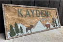 Personalized Wooden baby name sign for nursery, Woodland theme nursery, Animal for kids room decor, Custom name sign for boys, Door hanging gift/2 by TinyTreasures Baby Boutique