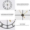 LEIKE 40 Inch Extra Large Modern Wall Clock, Oversize Rustic Round Nearly Silent Battery Operated, Black Metal Roman Numerals Wall Clocks for Living Room, Bedroom, Entrance Home Decor by CozyNest Decor