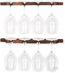Rustic State Suvla Wall Mounted Wood Stemware Rack Hanging Shelf Glassware Holder Bar Organizer with 8 Wine Glass Storage 17 Inch Long Walnut by CozyNest Decor