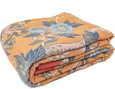 Snycler Boho Throw Blanket for Bed - 100% Cotton Ultra Soft Rustic Quilt Blanket Orange Bird Floral Printed Farmhouse Decor Bed Blankets, 80"×90" All Season Rustic Throw for Sofa Couch Chair by CozyNest Decor