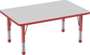 FDP Rectangle Activity School and Classroom Kids Table (30 x 48 inch), Chunky Toddler Legs, Adjustable Height 15-24 inches - Gray Top and Red Edge by CozyNest Decor