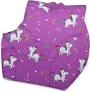 Posh Creations Structured Comfy Bean Bag Chair for Gaming, Reading, and Watching TV, Newport Chair, Canvas - Unicorn and Rainbows on Purple by TinyTreasures Baby Boutique
