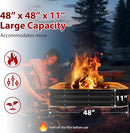 Fire Pit 48 Inch, Square Galvanized Steel Fire Pit for Outside, Heavy Duty Steel Fire Pit In-Ground for Backyard, Camping, Bonfire, Flower Raised Garden Bed for Garden, 11 Inch High by GreenHaven Gardens