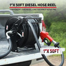 Retractable Fuel Hose Reel 1" x 50' with Fueling Nozzle, 300 PSI Heavy Duty Steel Construction Industrial Auto Swivel Spring Driven Diesel Hose Reel for Aircraft Ship Vehicle Tank Truck, Black by GreenHaven Gardens