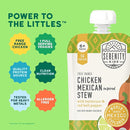 Serenity Kids 6+ Months World Explorers Chicken Mexican Stew Baby Food Pouches - Puree Pouch with Ethically Sourced Chicken & Organic Veggies - BPA-Free - 3.5 Oz, 12 Pack by TinyTreasures Baby Boutique